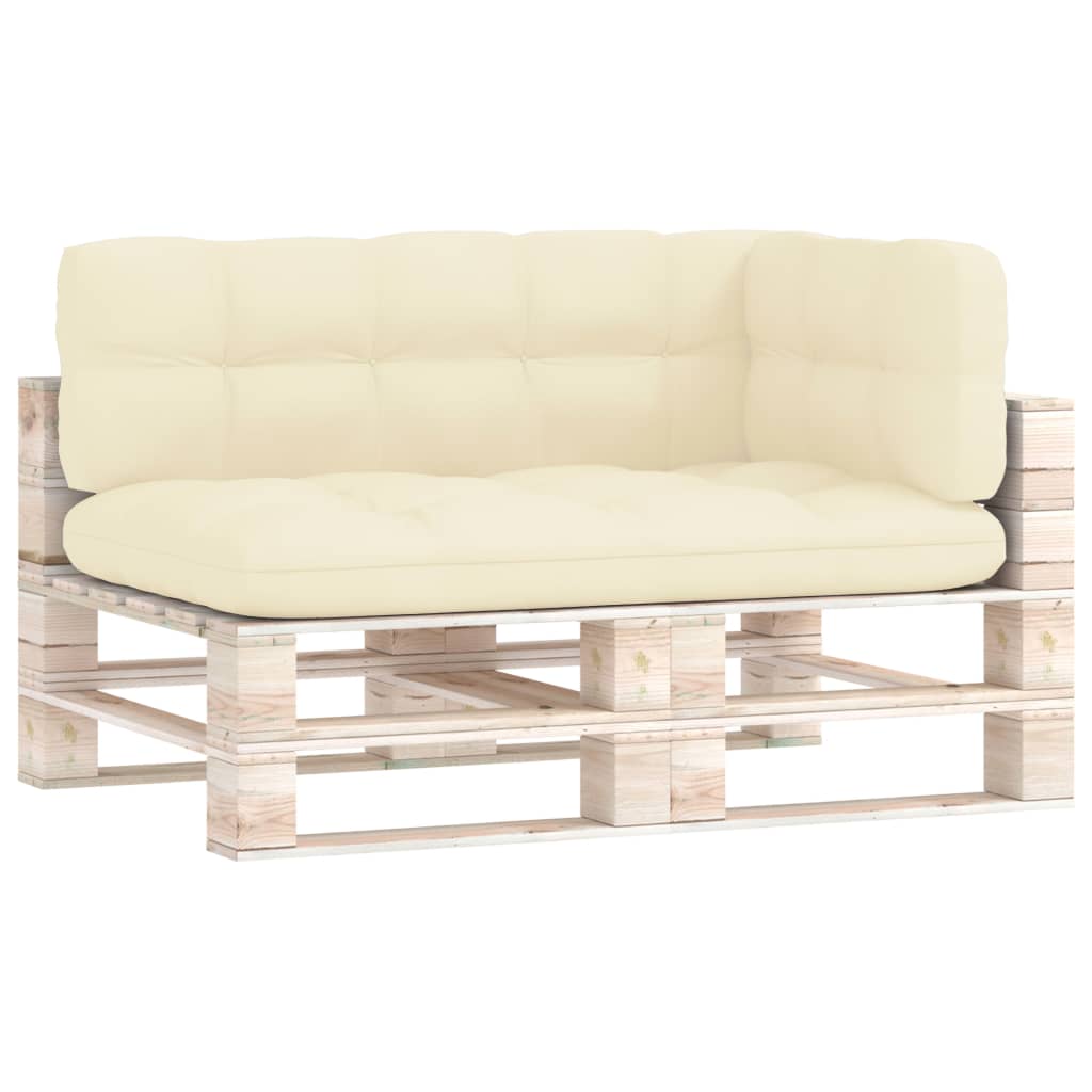 Set de 3 perne pentru canapea din paleti, vidaXL, Tesatura, 120 x 80 x 12 cm, Crem