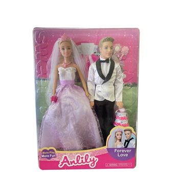 Set Papusi Anlily,El si Ea In ziua Nuntii cu Accesorii Set Papusi Anlily,El si Ea In ziua Nuntii cu Accesorii