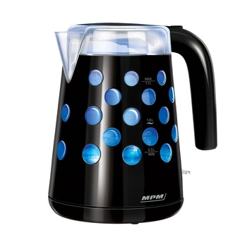 Fierbator electric MPM, 1,7 L, 2200W, Fara BPA, Rezistenta ascunsa, Fara fir, Oprire automata, Iluminare, Negru Fierbator electric MPM, 1,7 L, 2200W, Fara BPA, Rezistenta ascunsa, Fara fir, Oprire automata, Iluminare, Negru