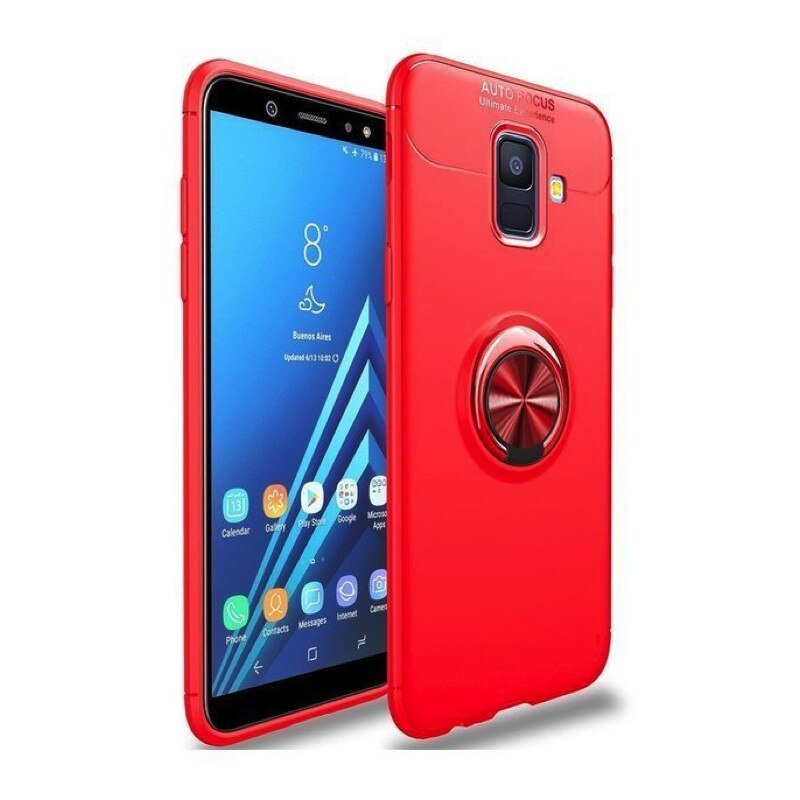 Husa din silicon cu inel magnetic rotativ pentru Galaxy J6 (2018) Red
