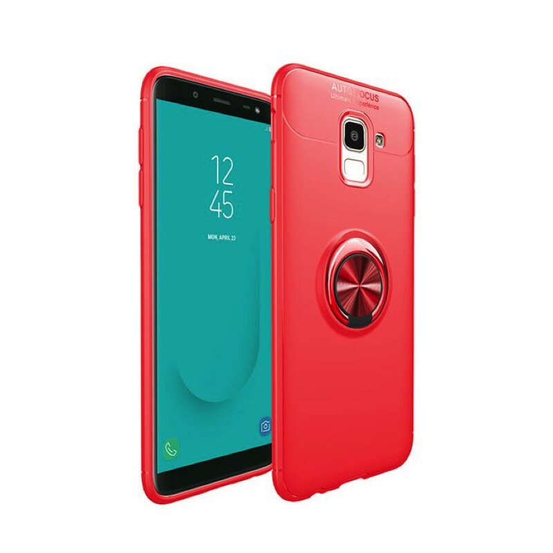 Husa din silicon cu inel magnetic rotativ pentru Galaxy J4 (2018) Plus Red