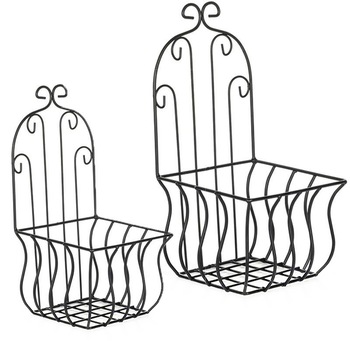 Set de 2 Suport pentru flori suspendat, Loft, 42 cm, metal, negru Set de 2 Suport pentru flori suspendat, Loft, 42 cm, metal, negru