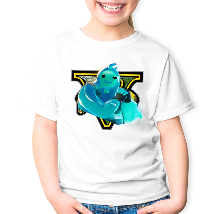 Tricou copii Rippley Fortnite GTA V, Alb