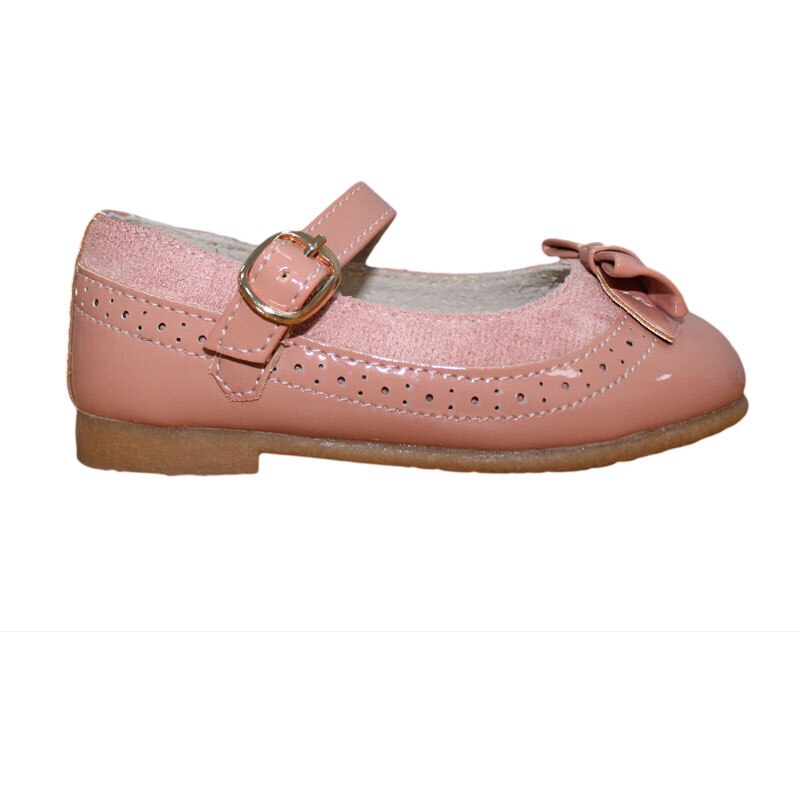 Pantofi fete cu fundita A1655, Roz nude