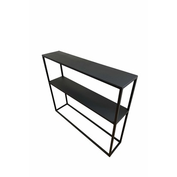 Etajera metalica pentru ghiveci cu 2 rafturi, negru, 90 x 20 x 75 cm, Banko, 012 Etajera metalica pentru ghiveci cu 2 rafturi, negru, 90 x 20 x 75 cm, Banko, 012