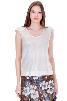 Bluza, Liza Panait, R7006, jerse, Alb/Auriu Bluza, Liza Panait, R7006, jerse, Alb/Auriu