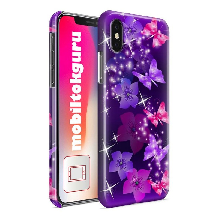 Лилави розови пеперуди с цветя 1 Калъф за телефон Oppo Reno 5 Pro 5G Защитен капак