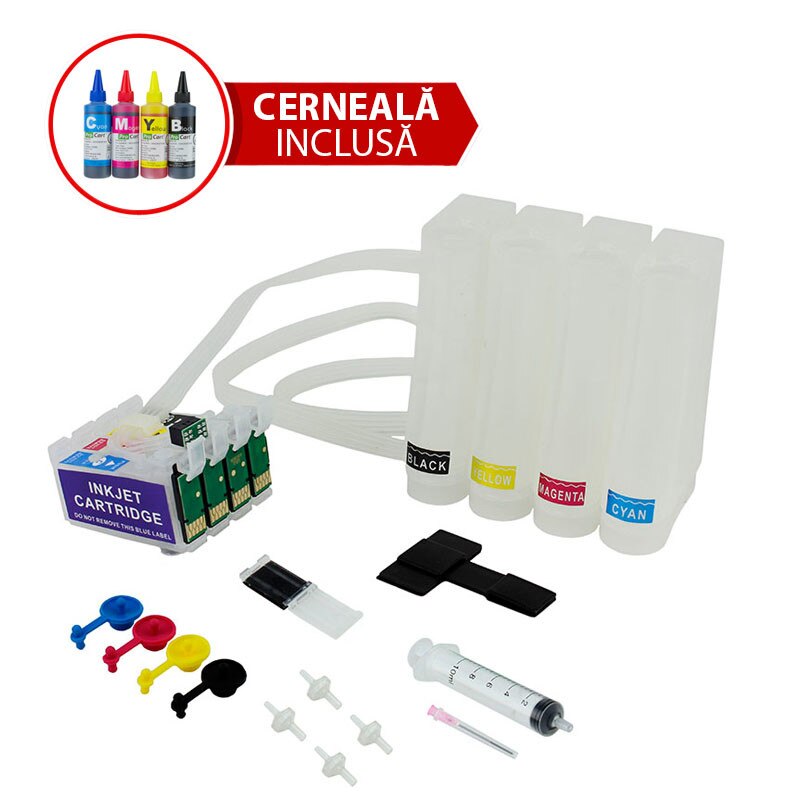 CISS pentru EPSON WF-2010W WF-2510WF WF-2520NF WF-2530WF WF-2540WF cu cerneala Dye