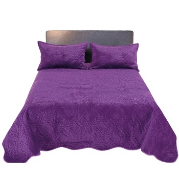 Set cuvertura pentru pat, matlasata, 3 piese, 220x240cm, culoarea Mov Set cuvertura pentru pat, matlasata, 3 piese, 220x240cm, culoarea Mov