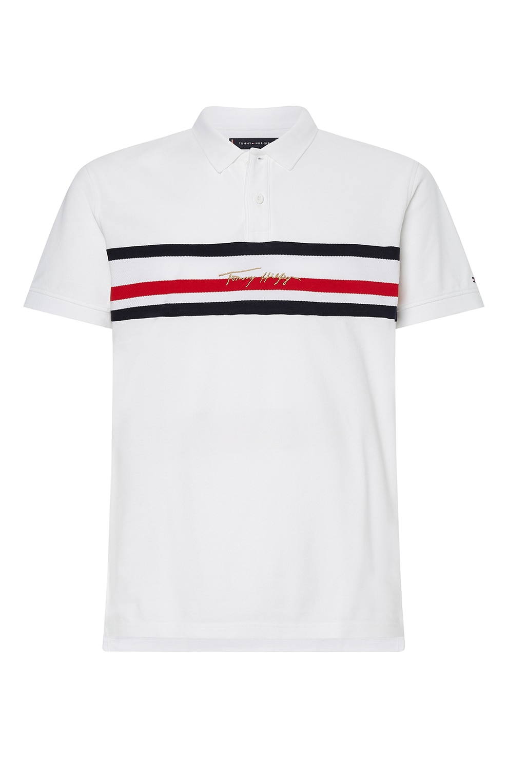 Tommy Hilfiger, Tricou polo din bumbac organic cu logo, Alb