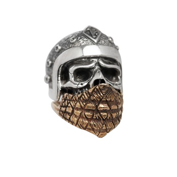 Inel cap de mort cu bandana, Grata, Argint veritabil 925 Inel cap de mort cu bandana, Grata, Argint veritabil 925