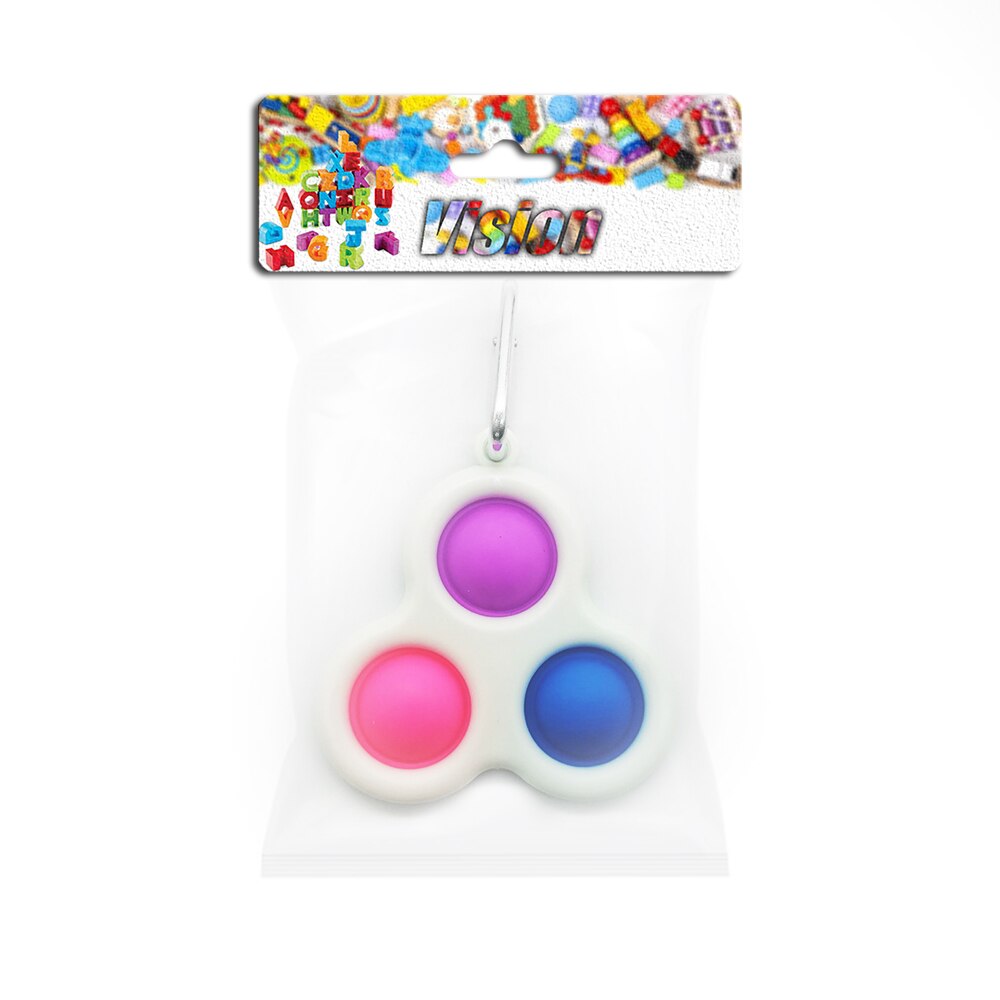 Jucarie antistres, Pop it, tip breloc, triunghi, 8 cm, multicolor, Vision