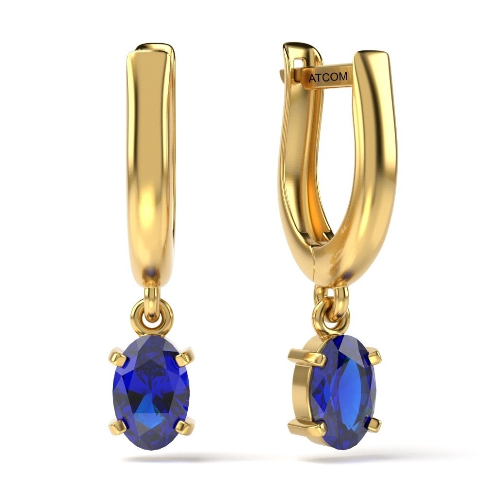 Cercei din aur galben cu cristale Sapphire model 42