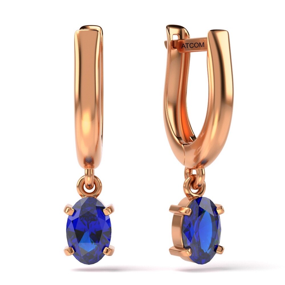 Cercei din aur roz cu cristale Sapphire model 42