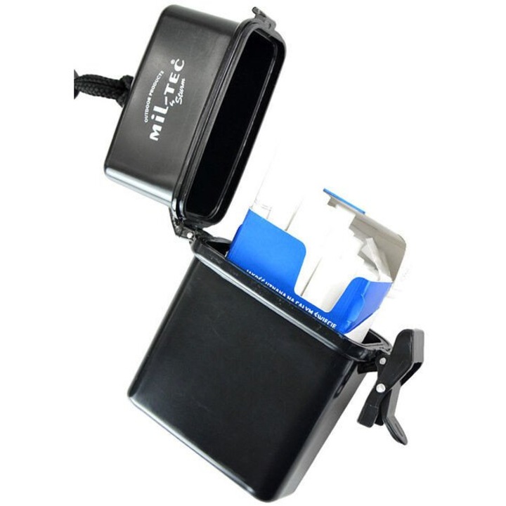 Tabachera impermeabila, MIL-TEC, Plastic, 11x7x2.5cm, Negru