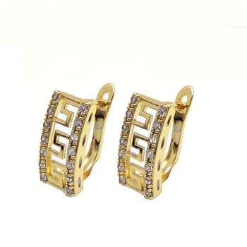 Cercei de dama placati cu aur de 14K, pietre zirconiu, 1.7 cm Cercei de dama placati cu aur de 14K, pietre zirconiu, 1.7 cm