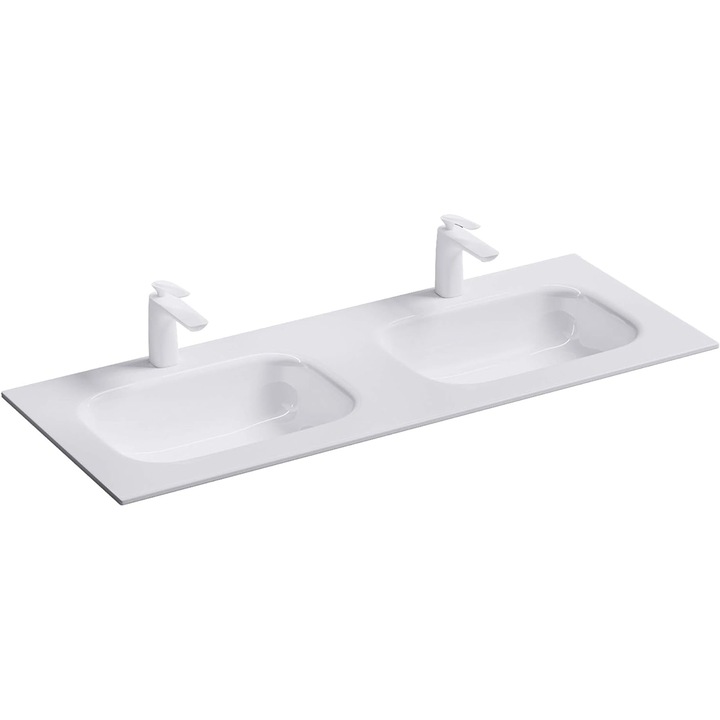 Lavoar dublu EGO04, 120 cm, compozit marmura, montaj incastrat
