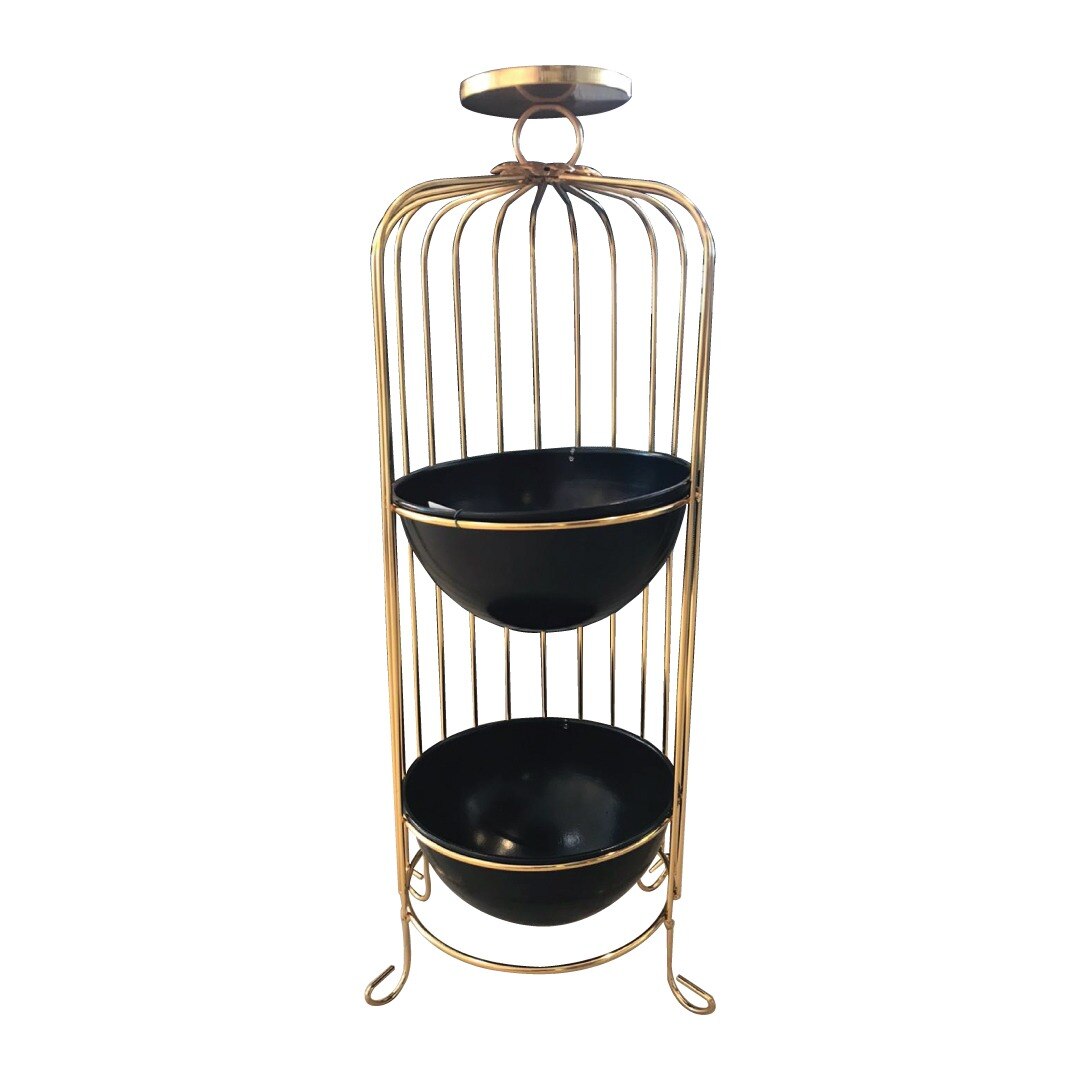 Raft decorativ pentru flori, 2 nivele,negru