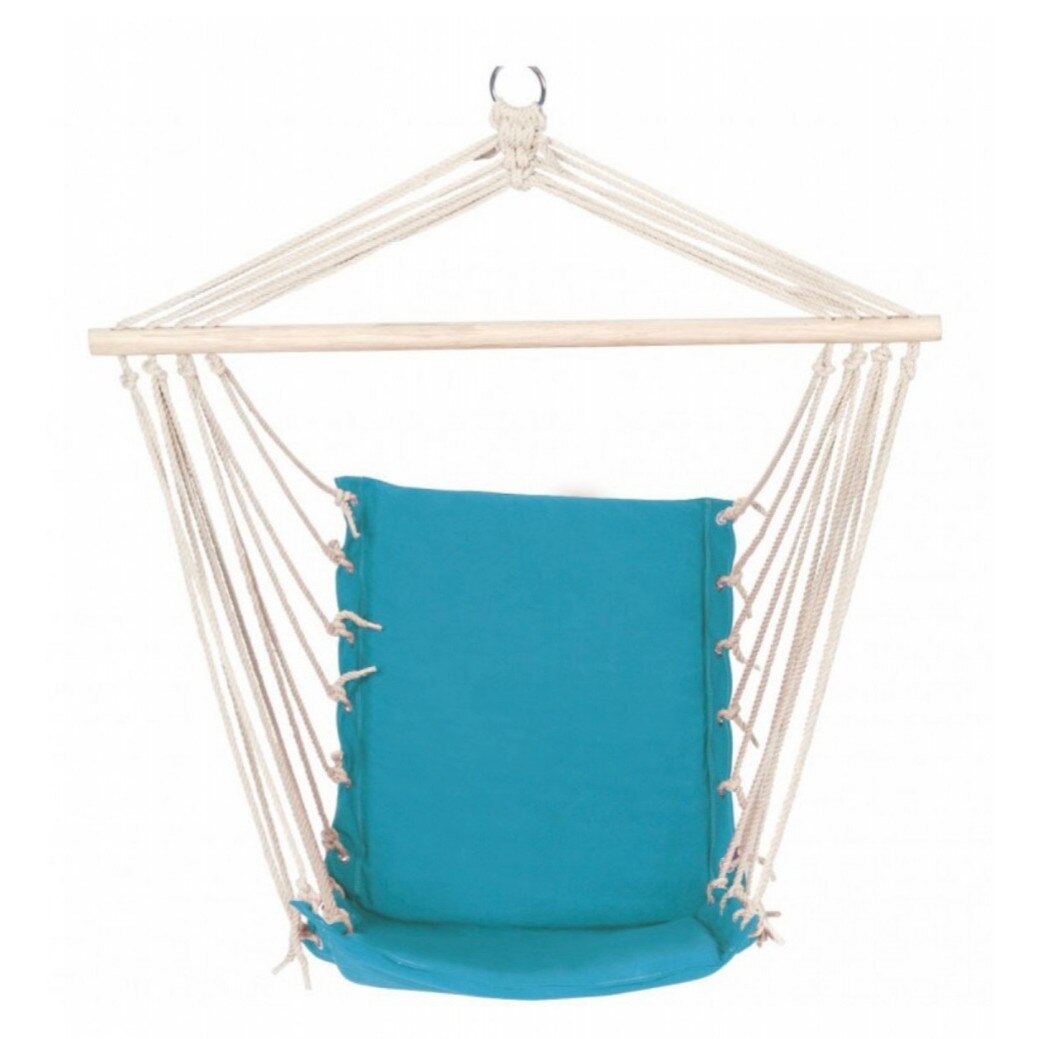 Hamac tip scaun, cu bara din lemn, albastru