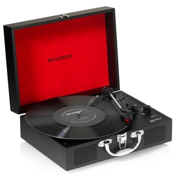 Pick-Up Portabil Ricatech RTT21 Advanced, Tip valiza, Bluetooth, Boxe incorporate, Auto Stop, AUX, Iesire Casti, Negru Pick-Up Portabil Ricatech RTT21 Advanced, Tip valiza, Bluetooth, Boxe incorporate, Auto Stop, AUX, Iesire Casti, Negru