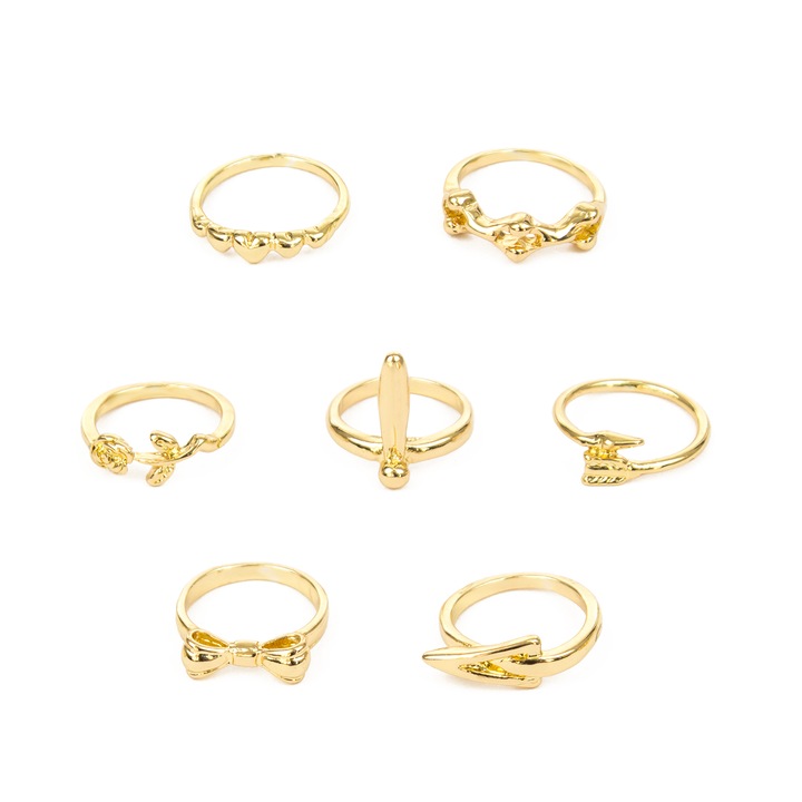 7 db Altair minimalista vegyes femgyurubol allo keszlet, Aranyszín