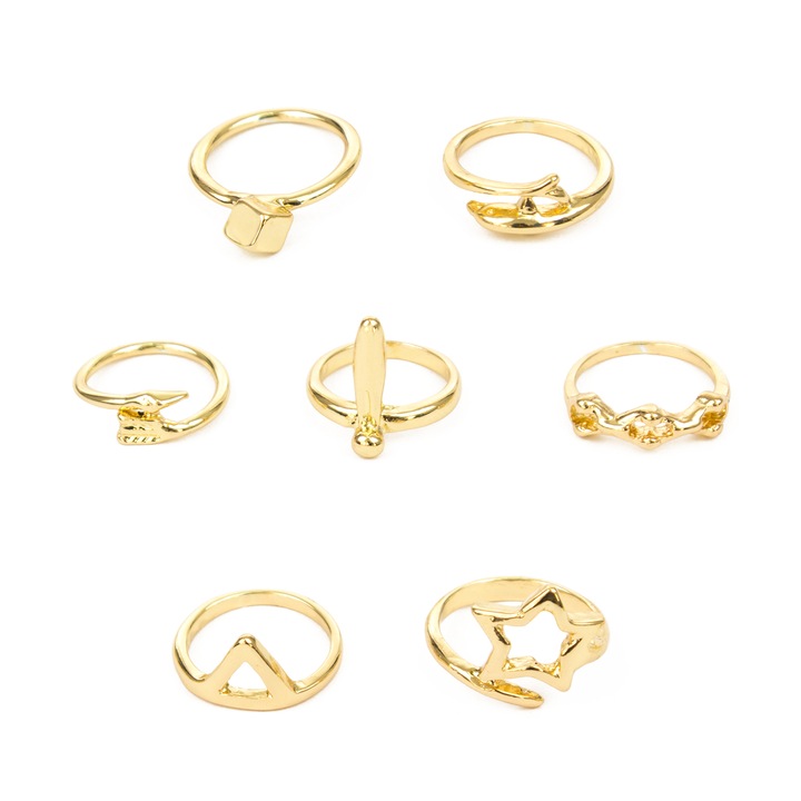 7 db Antares minimalista vegyes femgyurubol allo keszlet, Aranyszín, 1.3 cm