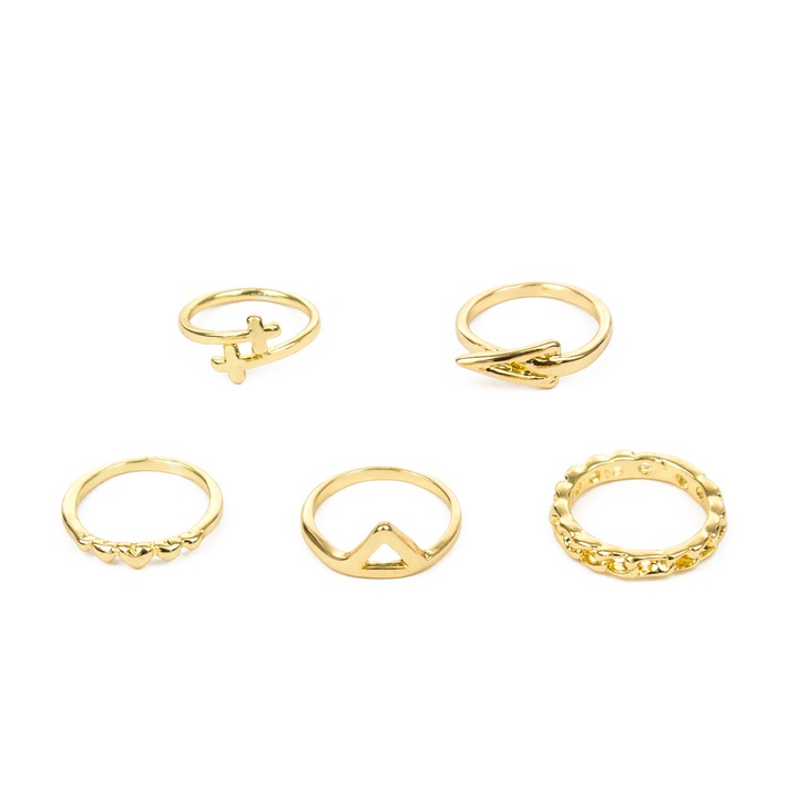 5 db kis vegyes femgyurus Mimosa keszlet, Aranyszín, 1.4 cm