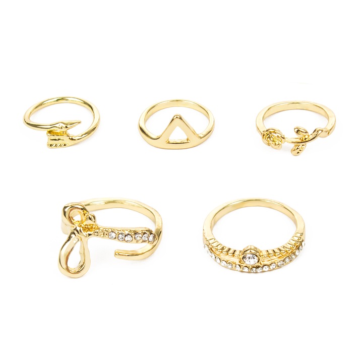 5 db vegyes kis es nagy Rigel femgyuru keszlet, Aranyszín