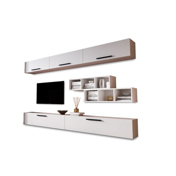Set living Pati 072 Mobila Sufragerie AlbMat pal melaminat 16mm, H 170 x A 26.7 x L 276 cm Set living Pati 072 Mobila Sufragerie AlbMat pal melaminat 16mm, H 170 x A 26.7 x L 276 cm