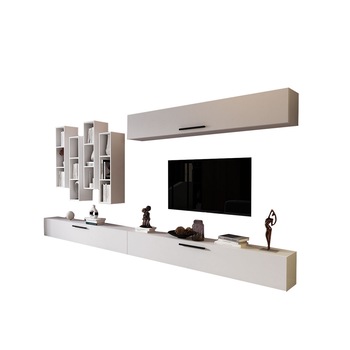 Set living Pati 051 mobila sufragerie albMat pal melaminat 16mm, H 180 x A 26.7 x L 370 cm Set living Pati 051 mobila sufragerie albMat pal melaminat 16mm, H 180 x A 26.7 x L 370 cm