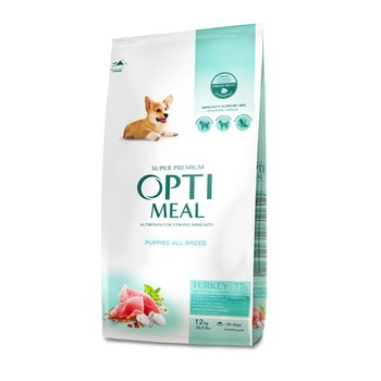 Hrana uscata completa pentru catei, Optimeal, cu Curcan, 12kg Hrana uscata completa pentru catei, Optimeal, cu Curcan, 12kg
