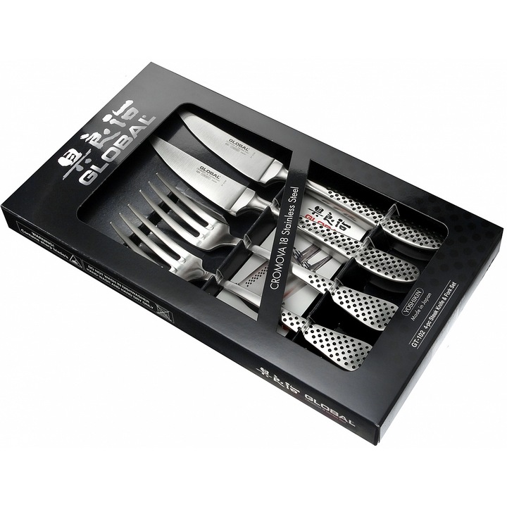 Set 4 tacamuri Global Couple, 2 persoane, Inox, Argintiu