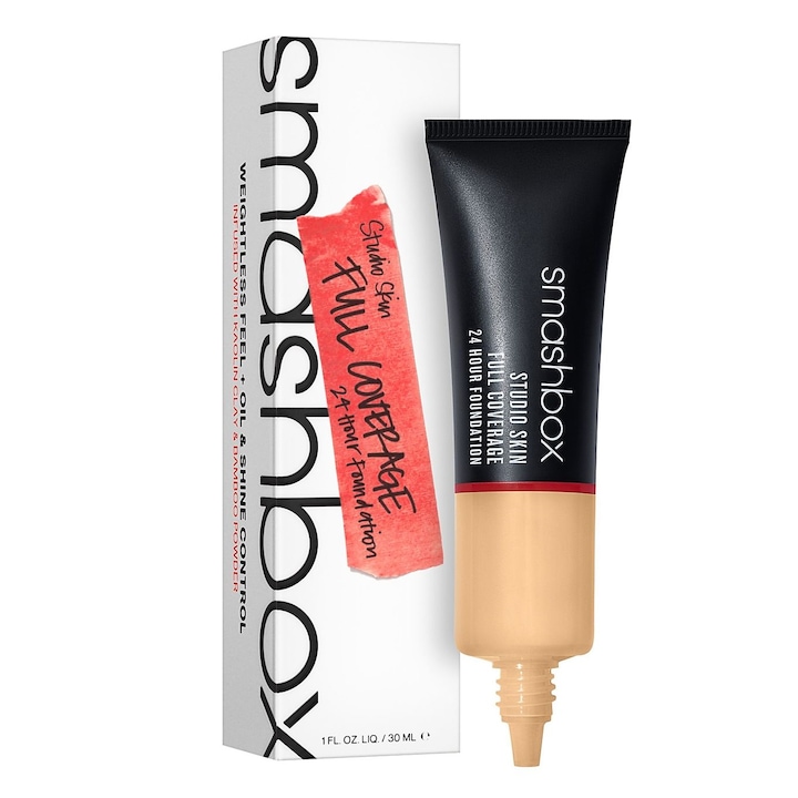 Smashbox Studio Skin Alapozó, Teljes Fedésű, 24 Óra, 2,22 Világos-Közepes Semleges Olíva 30 ml