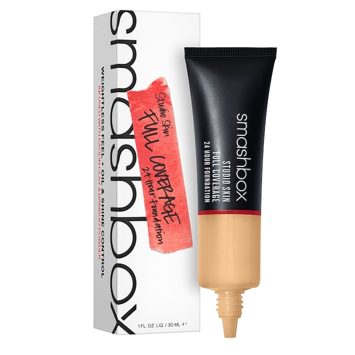 Smashbox Studio Skin Alapozó, Teljes Fedésű, 24 Óra, 2,35 Könnyű-Közepes, Meleg Arany 30 ml