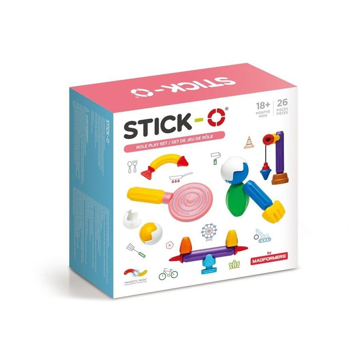 Set de contruit cu magneti Stick-O, Role Play, 26 piese