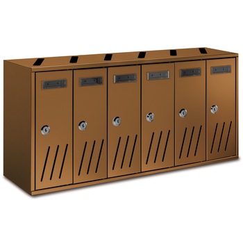 Ansamblu 6 cutii postale de interior, din aluminiu anodizat,620 x 175 x 300 mm,Technomax, AL6/BR Ansamblu 6 cutii postale de interior, din aluminiu anodizat,620 x 175 x 300 mm,Technomax, AL6/BR