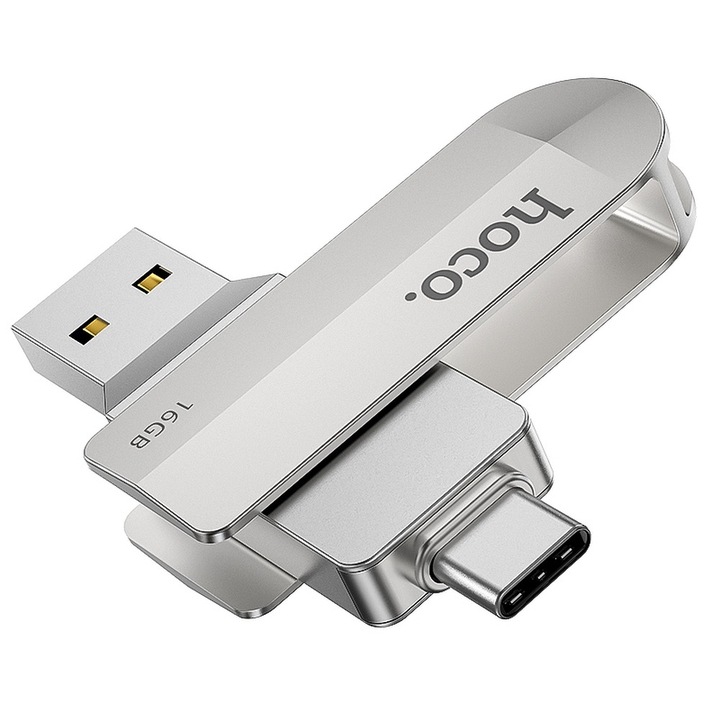 USB Flash памет Hoco UD10, Wise, 16 GB, USB 3.0, USB Type C, Сребрист