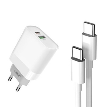 Incarcator Retea cu cablu USB Tip-C XO Design L64, 1 X USB - 1 X USB Tip-C, Quick Charge, 18W, Alb Incarcator Retea cu cablu USB Tip-C XO Design L64, 1 X USB - 1 X USB Tip-C, Quick Charge, 18W, Alb