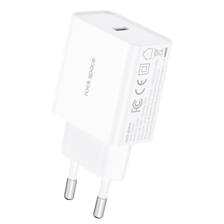Incarcator retea, USB Type C, PD (power delivery), 20W, Alb