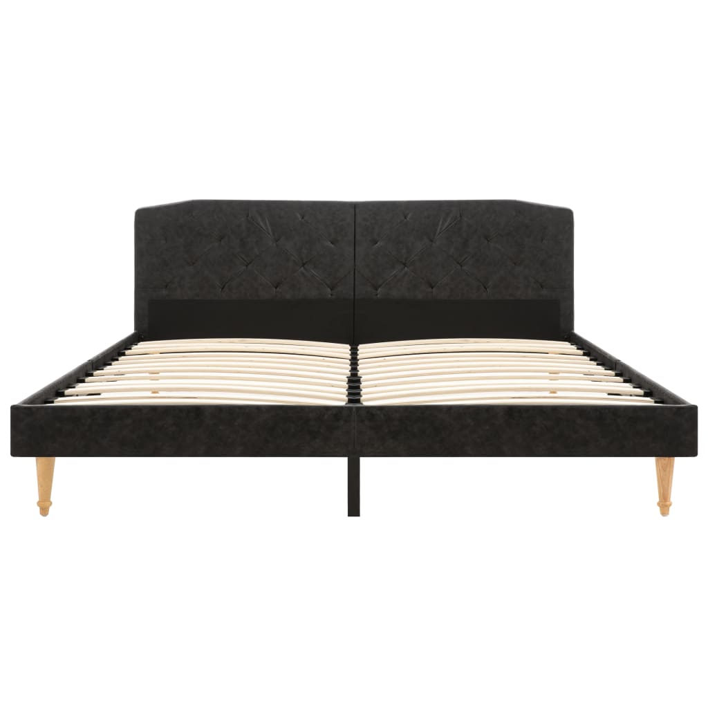 Cadru pat tapitat, dublu, vidaXL, Material textil, 160 x 200 cm, Negru