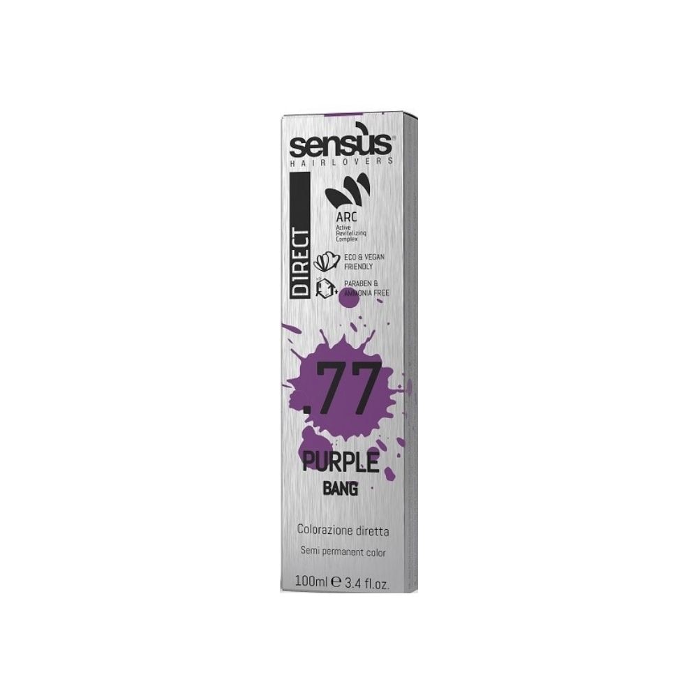 Vopsea de par semipermanenta fara amoniac, Sensus, Direct Bang, Purple, 77, 100 ml
