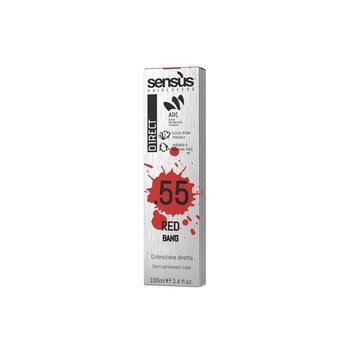 Vopsea de par semipermanenta fara amoniac, Sensus, Direct Bang, Red, 55, 100 ml Vopsea de par semipermanenta fara amoniac, Sensus, Direct Bang, Red, 55, 100 ml