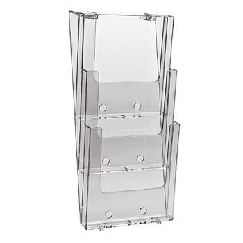 Suport pliante sau cataloage, 3xA4 210x297mm transparent, format pliant/catalog A4, 3xA4, pentru perete Suport pliante sau cataloage, 3xA4 210x297mm transparent, format pliant/catalog A4, 3xA4, pentru perete