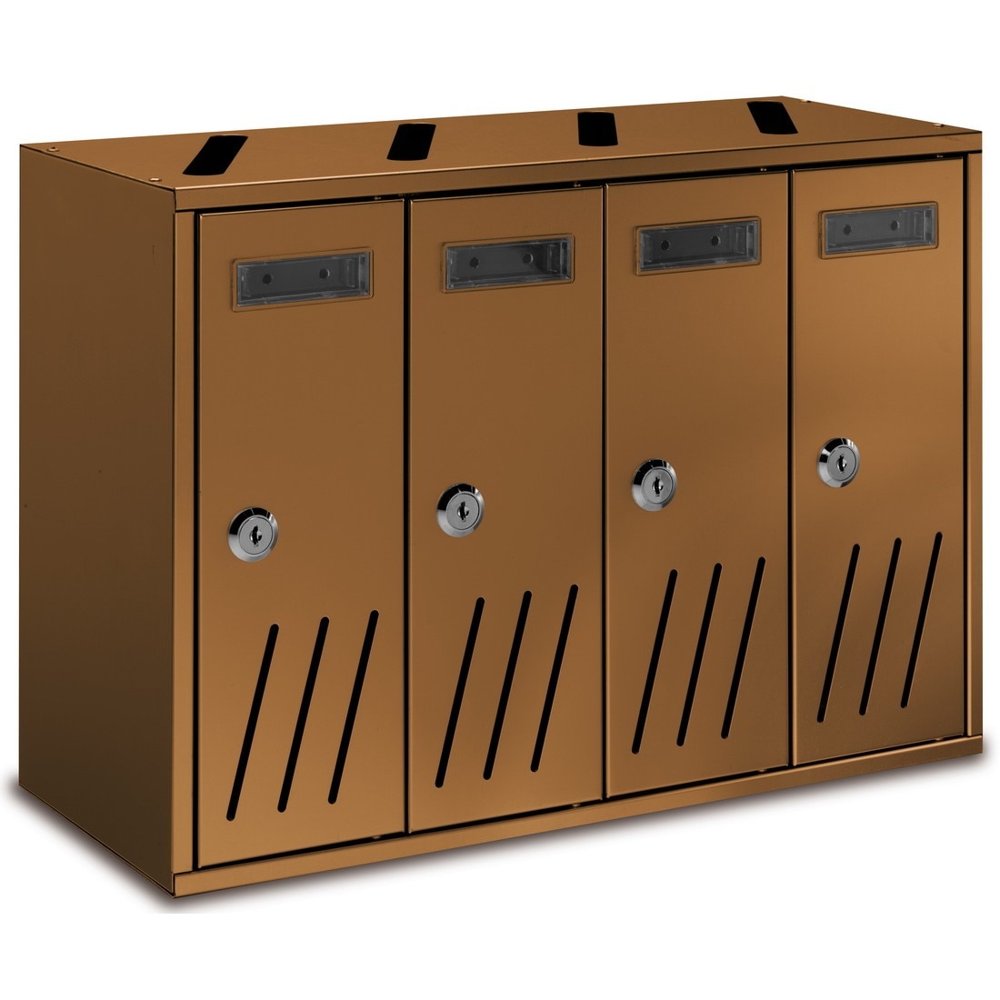 Ansamblu 4 cutii postale de interior,din aluminiu anodizat, 420 x 300 x 175 mm,Technomax, AL4/BR