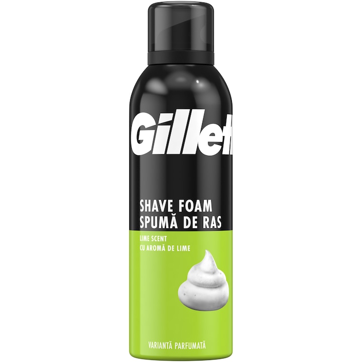 Spuma de ras Gillette Classic pentru barbati cu parfum de Lime, 200 ml