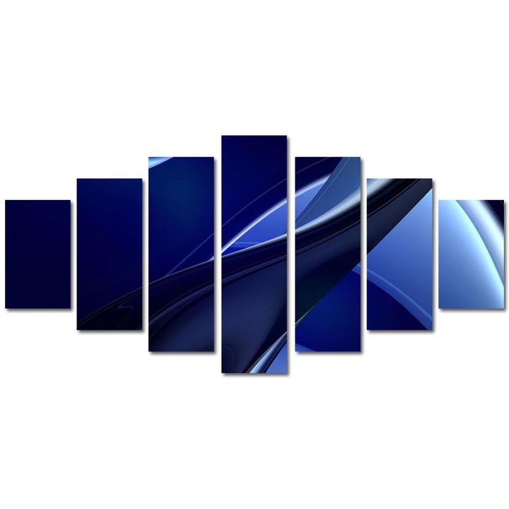 Tablou Multicanvas 7 Piese Abstract Decorativ, Albastru, 90 x 175 cm