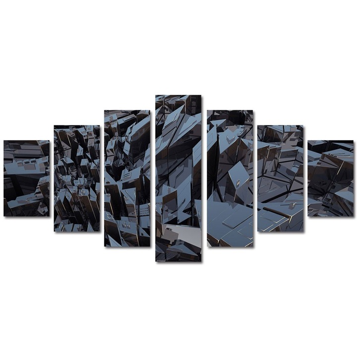 Tablou Multicanvas 7 Piese Abstract Decorativ, Metal, 90 x 175 cm