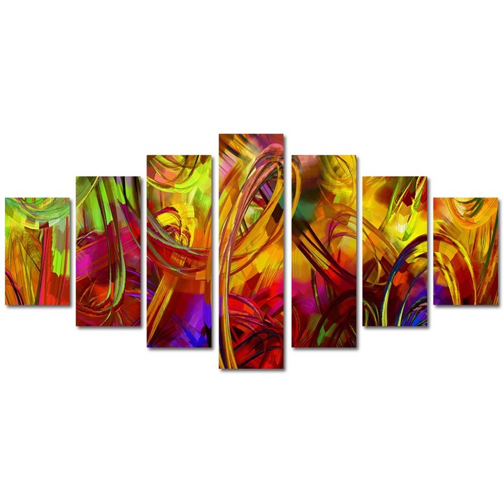 Tablou Multicanvas 7 Piese Abstract Decorativ, Colorat, 90 x 175 cm