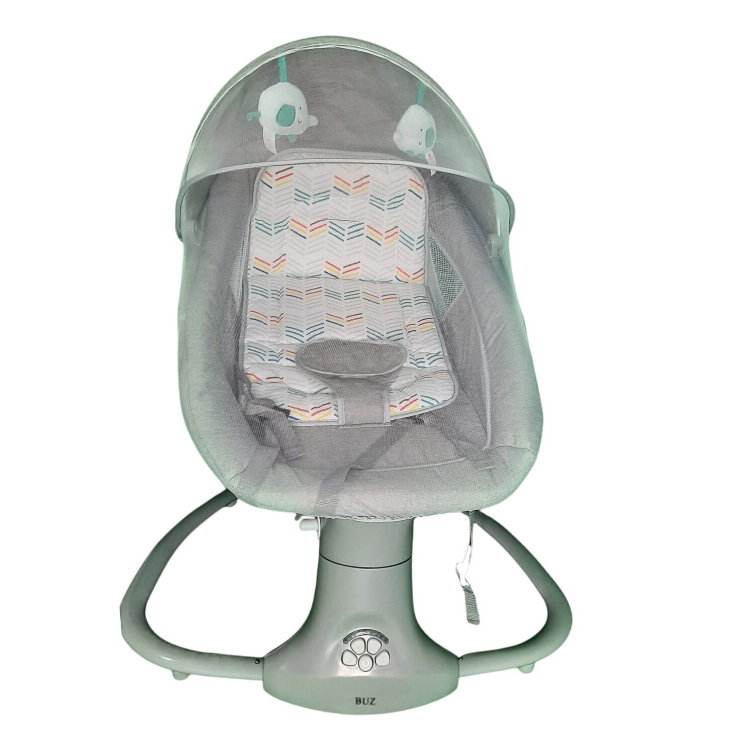 Balansoar bebe 3in1 electric, cu plasa tantari, perna detasabila, bara activitati, USB, bluetooth, telecomanda, buz