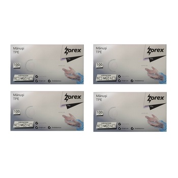 Set 20 de cutii Manusi de unica folosinta ZOREX, TPE, Transparente, 2000 bucati, Marime M Set 20 de cutii Manusi de unica folosinta ZOREX, TPE, Transparente, 2000 bucati, Marime M